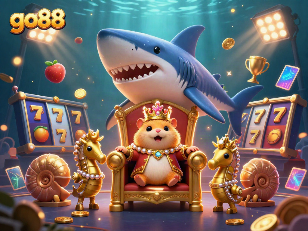 Experience go88’s vibrant casino world with a fierce hamster king and thrilling slot elements.