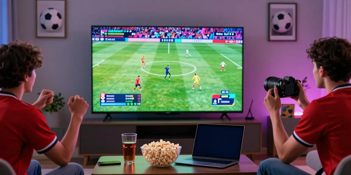 Fans watching bóng đá cakhiatv live in a cozy living room during a soccer match.