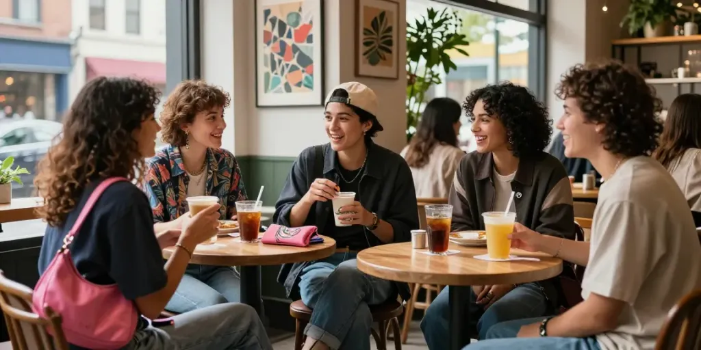 Friends enjoying lifestyle and fashion at rokok 88 café
