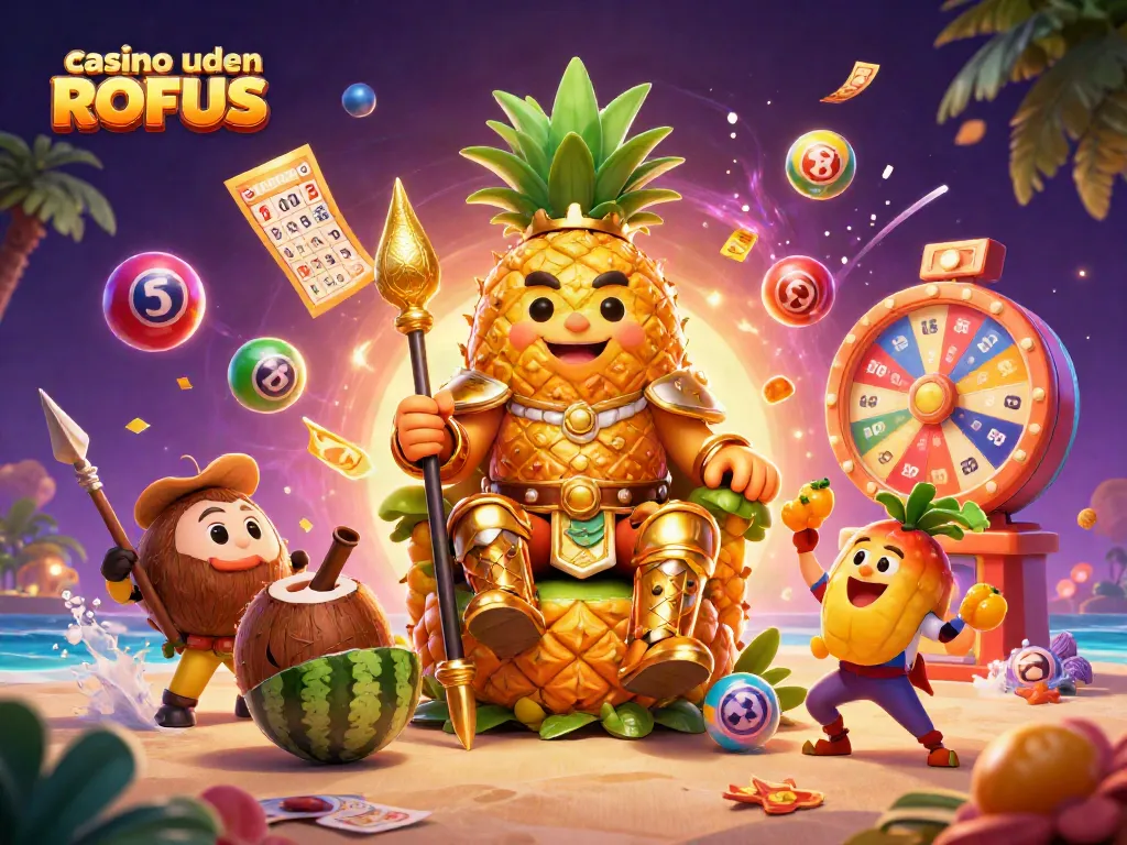 Experience the excitement of casino uden ROFUS with a vibrant scene of gaming characters and dynamic elements.