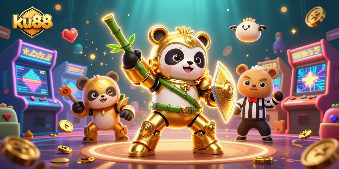 Engage in exciting gaming adventures with ku88 featuring a mech-suit panda in a vibrant casino scene.