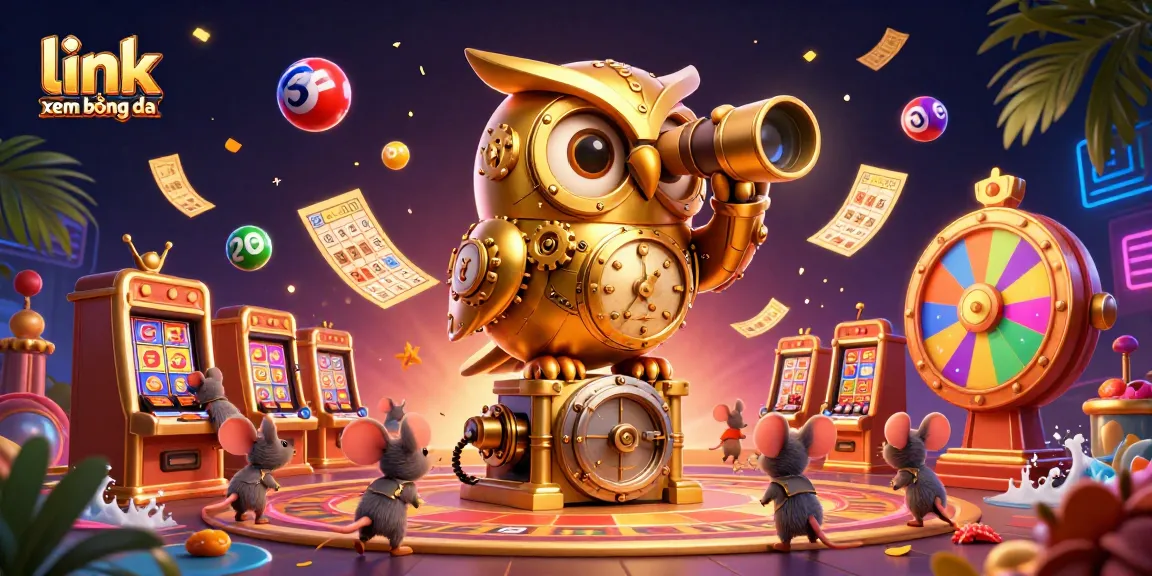 Engage with link xem bóng đá in a dynamic illustration of a vibrant casino floor featuring lucky characters and exciting game elements.