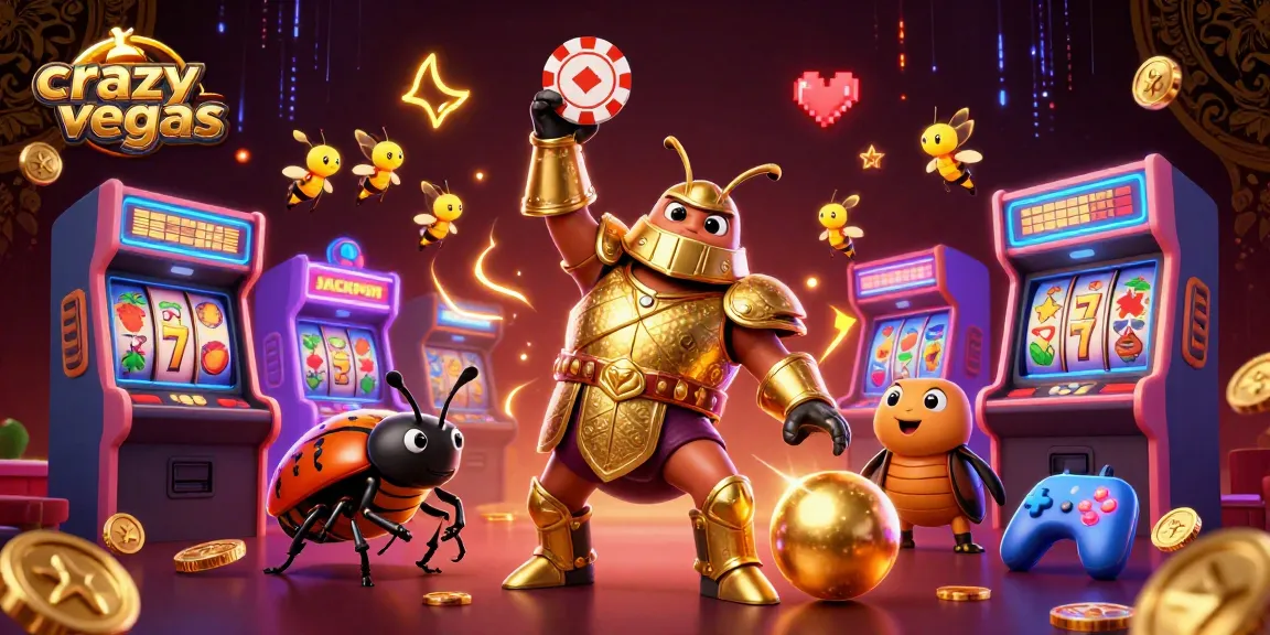 Experience the thrill of crazyvegas with the hercules beetle celebrating a jackpot victory!