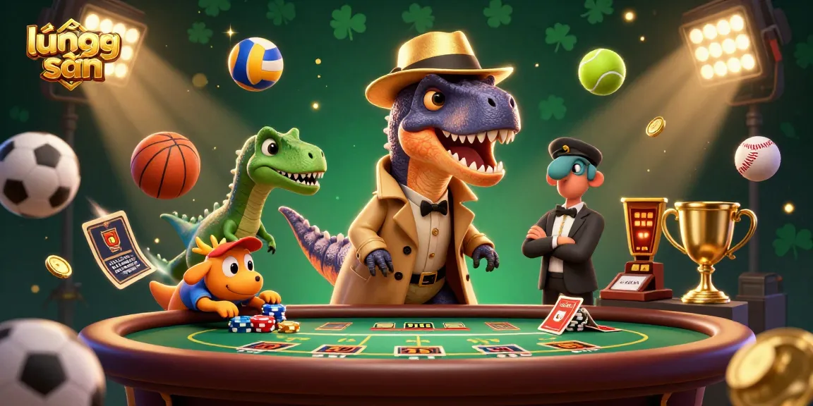 Experience exciting betting action at lương sơn with a playful dinosaur-themed casino scene.