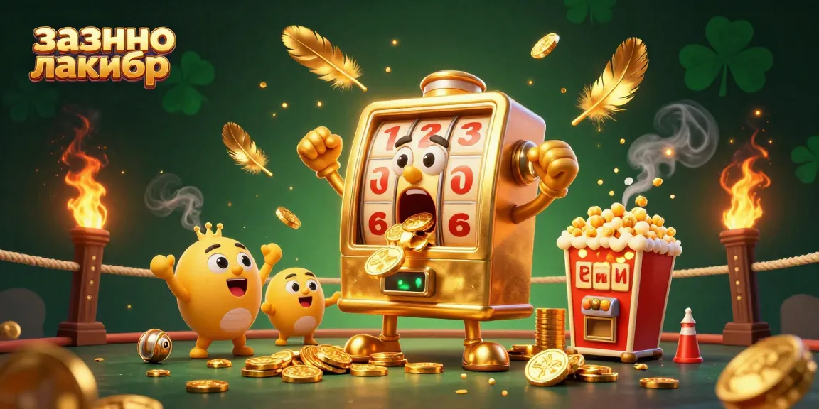 Experience the excitement at казино лакибир as cartoon slot machines celebrate a jackpot.
