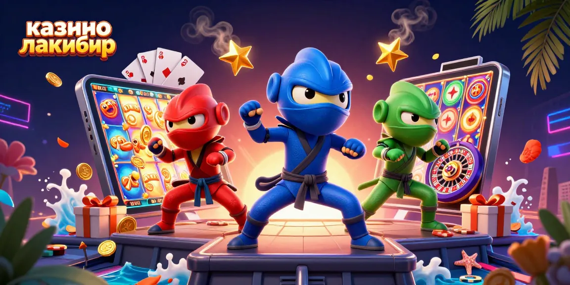 Engage in thrilling gaming action at казино лакибир with vibrant slot reels and exciting characters.