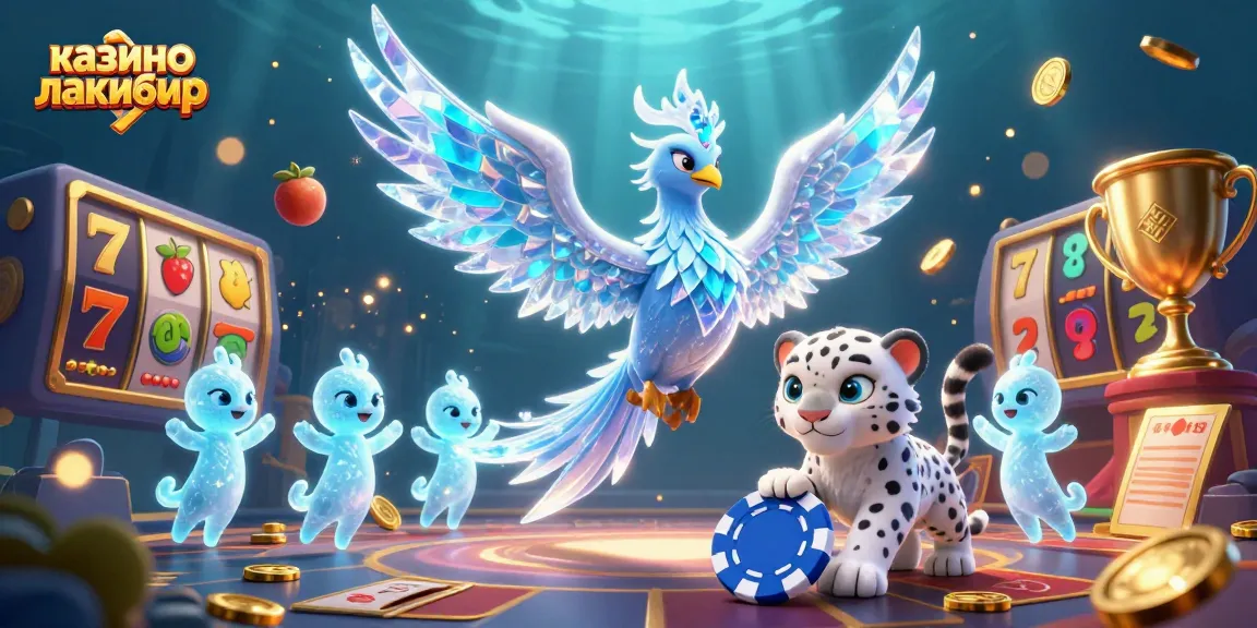 Experience the excitement at казино лакибир with a dynamic 3D illustration of luck and casino elements.